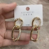 High-end earrings, French fashion earrings, metal rings interlocking stud earrings, elegant design sense, niche Item Picture